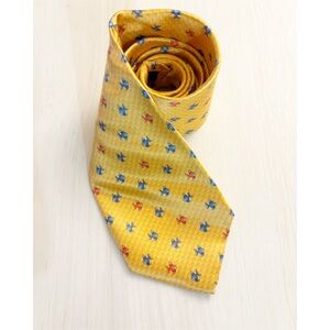 Faberge Gold Tie with Blue and Orange Fish Accents. 100% Silk. Like New. 58” L